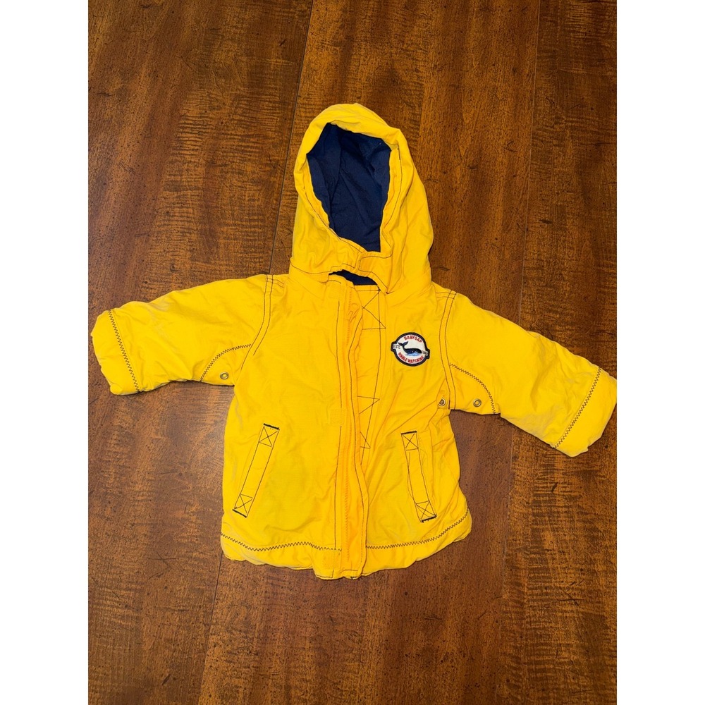 Vintage 90's Kids Baby Gap Rain Hooded Jacket Size 0-6 Months Whale Patch